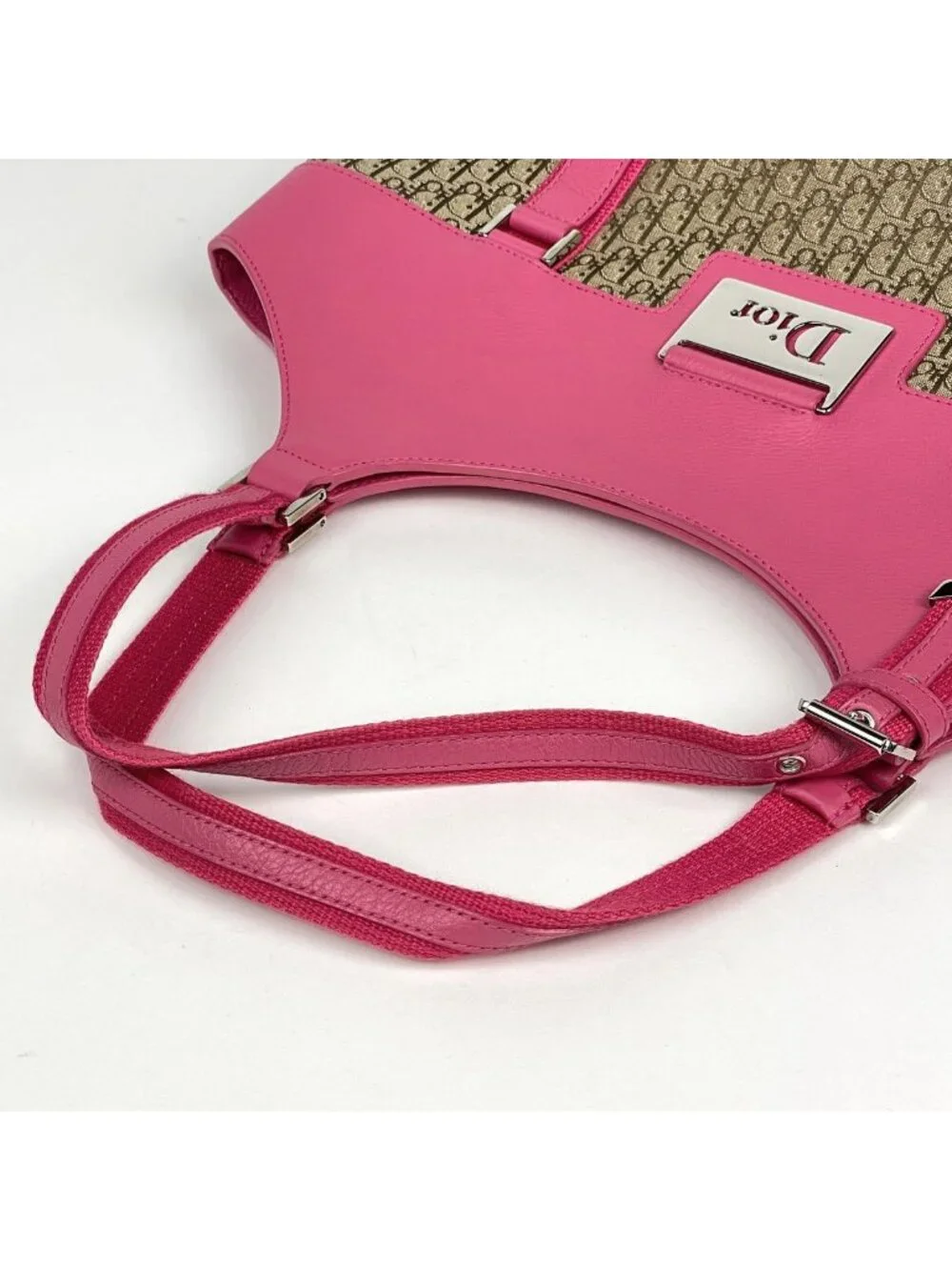 Dior Tote Street Chic Trotter Pattern Canvas Brown Pink